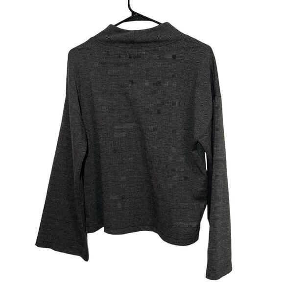 Madewell Wide Sleeve Mockneck Top Glen Plaid Gray Boxy Fit AD034 - Size Medium - Picture 10 of 12